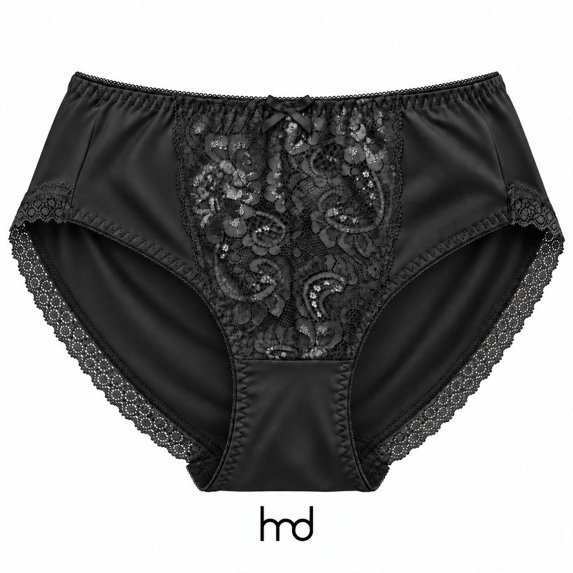 Quần lót nữ cạp cao màu đen, mặt trước